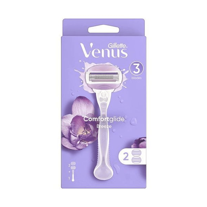 Gillette Venus Comfort Glide Razor 3 Bladed + 2 Count Blades Refills